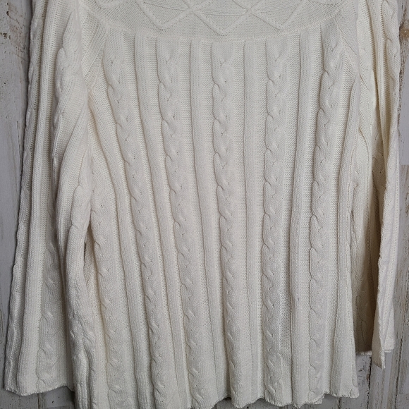 Jessica London Boatneck Cream Cable Knit Tunic Sweater Ladies Size Medium - Picture 9 of 9